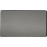 Knightsbridge SF8360BN Screwless 2-Gang Blanking Plate, 230 V, Black Nickel