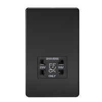 Knightsbridge Screwless Flatplate light switches & sockets MATT BLACK range