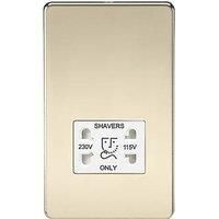 KnightsBridge Screwless Polished Brass Shaver Socket Dual Voltage 115/230V - White Insert