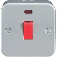 KnightsBridge 45A 1G DP 230V Metal Clad Switch With Neon