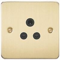 KnightsBridge Flat Plate 5A unswitched socket - brushed brass with black insert