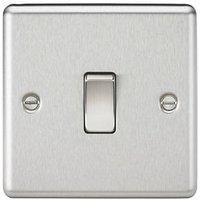 KnightsBridge 10AX 1G 2 Way Plate Switch - Rounded Edge Brushed Chrome