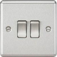 Knightsbridge CL3BC 10A 2G 2 Way Plate Switch-Rounded Edge Brushed Chrome
