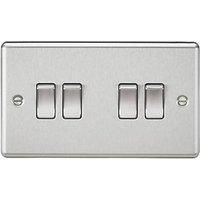 KnightsBridge 10AX 4G 2 Way Plate Switch - Rounded Edge Brushed Chrome