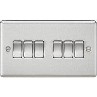 Knightsbridge CL42BC 10A 6G 2 Way Plate Switch-Rounded Edge Brushed Chrome