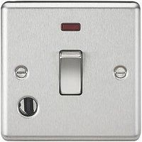 KnightsBridge 20A 1G DP Switch with Neon & Flex Outlet - Rounded Edge Brushed Chrome