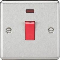 KnightsBridge 45A DP Switch with Neon (single size) - Rounded Edge Brushed Chrome