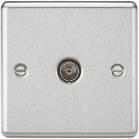 TV Outlet non-isolated Rounded Edge Brushed Chrome Knightsbridge ML CL010BC