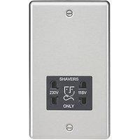 KnightsBridge 115-230V Dual Voltage Shaver Socket with Black Insert - Rounded Edge Brushed Chrome