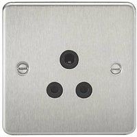 KnightsBridge Flat Plate 5A unswitched socket - brushed chrome with black insert