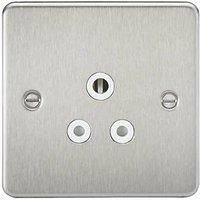 KnightsBridge Flat Plate 5A unswitched socket - brushed chrome with white insert
