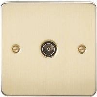 KnightsBridge Flat Plate 1G TV Outlet (non-isolated) - Brushed Brass