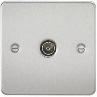 KnightsBridge 1G Non-Isolated TV Outlet Flat Plate- Brushed Chrome