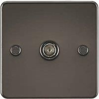KnightsBridge Flat Plate 1G TV Outlet (non-isolated) - Gunmetal