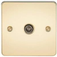 KnightsBridge Flat Plate 1G TV Outlet (non-isolated) - Polished Brass