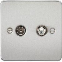 KnightsBridge Flat Plate TV and SAT TV Outlet (isolated) - Brushed Chrome