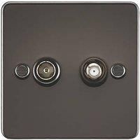 KnightsBridge Flat Plate TV and SAT TV Outlet (isolated) - Gunmetal