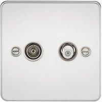 KnightsBridge Flat Plate TV and SAT TV Outlet (isolated) - Polished Chrome