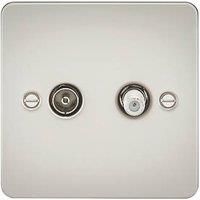 KnightsBridge Flat Plate TV and SAT TV Outlet (isolated) - Pearl