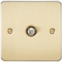 KnightsBridge Flat Plate 1G SAT TV Outlet (non-isolated) - Brushed Brass