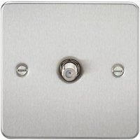 KnightsBridge Flat Plate 1G SAT TV Outlet (non-isolated) - Brushed Chrome