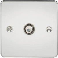 KnightsBridge Flat Plate 1G SAT TV Outlet (non-isolated) - Polished Chrome