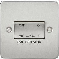 KnightsBridge 3 Pole Fan Isolator Flat Plate Switch- Brushed Chrome