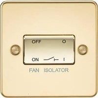 KnightsBridge Flat Plate 10AX 3 Pole Fan Isolator Switch - Polished Brass