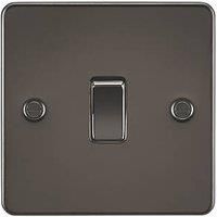 KnightsBridge Flat Plate 10AX 1G 2 Way Switch - Gunmetal