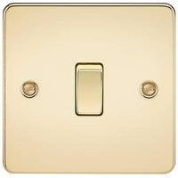 KnightsBridge Flat Plate 10AX 1G 2 Way Switch - Polished Brass