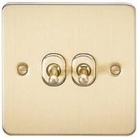 KnightsBridge Flat Plate 10AX 2G 2-way toggle switch - brushed brass