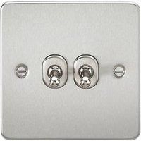 KnightsBridge Flat Plate 10AX 2G 2-way toggle switch - brushed chrome