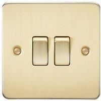 KnightsBridge Flat Plate 10AX 2G 2-way switch - brushed brass