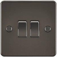 KnightsBridge Flat Plate 10AX 2G 2-way switch - gunmetal