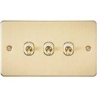KnightsBridge Flat Plate 10AX 3G 2-way toggle switch - brushed brass