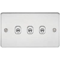 KnightsBridge Flat Plate 10AX 3G 2-way toggle switch - polished chrome