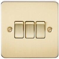 KnightsBridge Flat Plate 10AX 3G 2-way switch - brushed brass