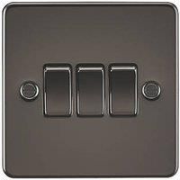 Knightsbridge FP4000GM Plat FPAV4000GM Flat Plate 10A 3G 2 Way Switch-Gunmetal, 230 V