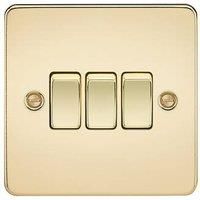 KnightsBridge Flat Plate 10AX 3G 2-way switch - polished brass