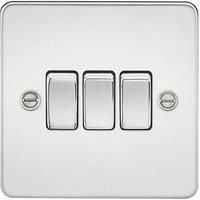 KnightsBridge Flat Plate 10AX 3G 2-way switch - polished chrome