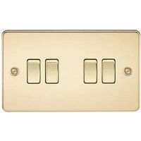 Knightsbridge FP4100PB FPAV4100PB Flat Plate 10A 4G 2 Way Switch-Polished Brass