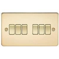 KnightsBridge Flat Plate 10AX 6G 2-way switch - polished brass