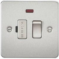 KnightsBridge 13A Switched Fused Spur with Neon Flat Plate - Brushed Chrome