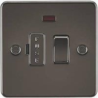 KnightsBridge Flat Plate 13A switched fused spur unit with neon - gunmetal