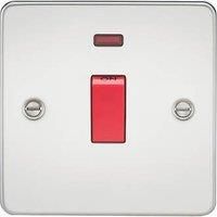 KnightsBridge Flat Plate 45A 1G DP switch with neon - polished chrome