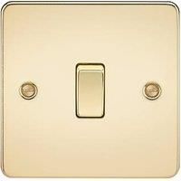 KnightsBridge Flat Plate 20A 1G DP switch - polished brass
