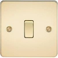 KnightsBridge Flat Plate 20A 1G DP switch - polished brass