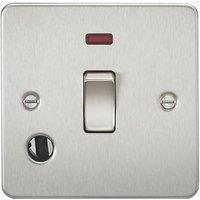 KnightsBridge Flat Plate 20A 1G DP switch with neon and flex outlet - brushed chrome