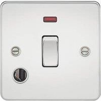 KnightsBridge Flat Plate 20A 1G DP switch with neon and flex outlet - polished chrome