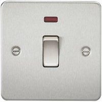 KnightsBridge Flat Plate 20A 1G DP switch with neon - brushed chrome